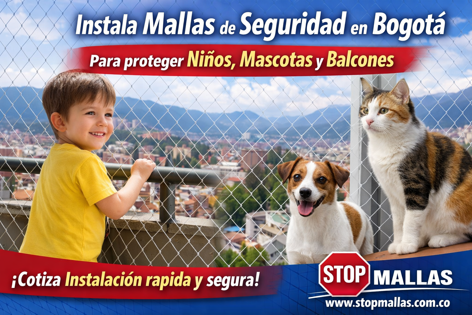 Mallas de seguridad en Bogotá: protege tu hogar, mascotas y niños